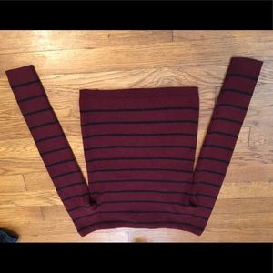 Off the Shoulder Sweater Black and Maroon